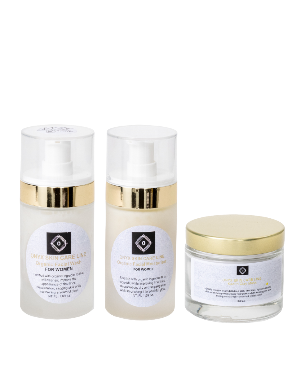 Organic Three Step Facial System - Wash, Moisturizer & Kaolin Mud Mask - For WOMEN-0